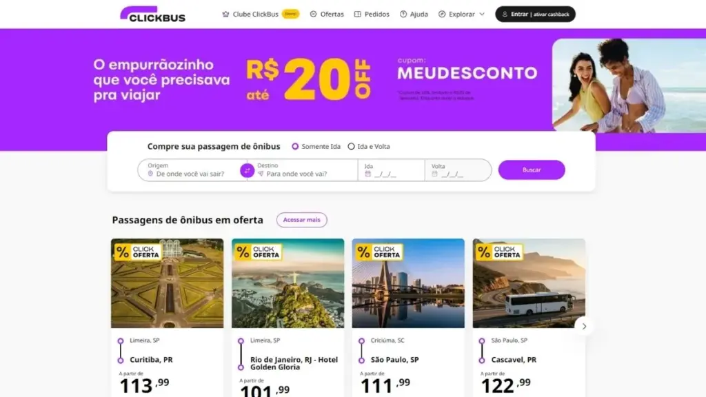 comprar passagem de ônibus pela internet